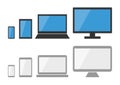 Digital devices icons set. Vector illustration. Computer, laptop, tablet and smartphone. Royalty Free Stock Photo